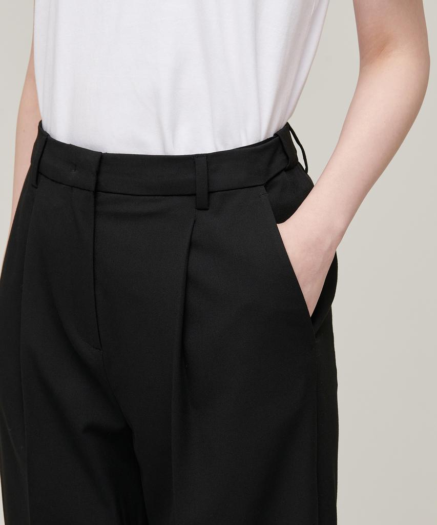 MUSINSA STANDARD WOMAN Women'S Baggy Tapered Hidden Banding Slacks [Black]