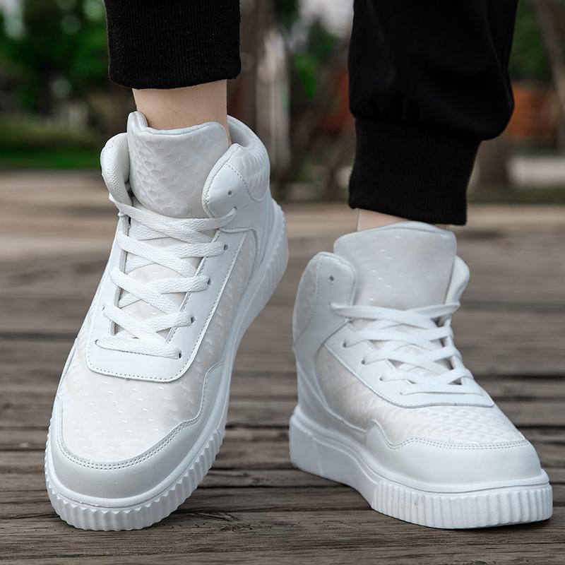 Winter Warm White Black Leather Men Casual Shoes Women High Tops Flats Leisure Shoes Sporte Skateboard Shoes Chaussure Homme