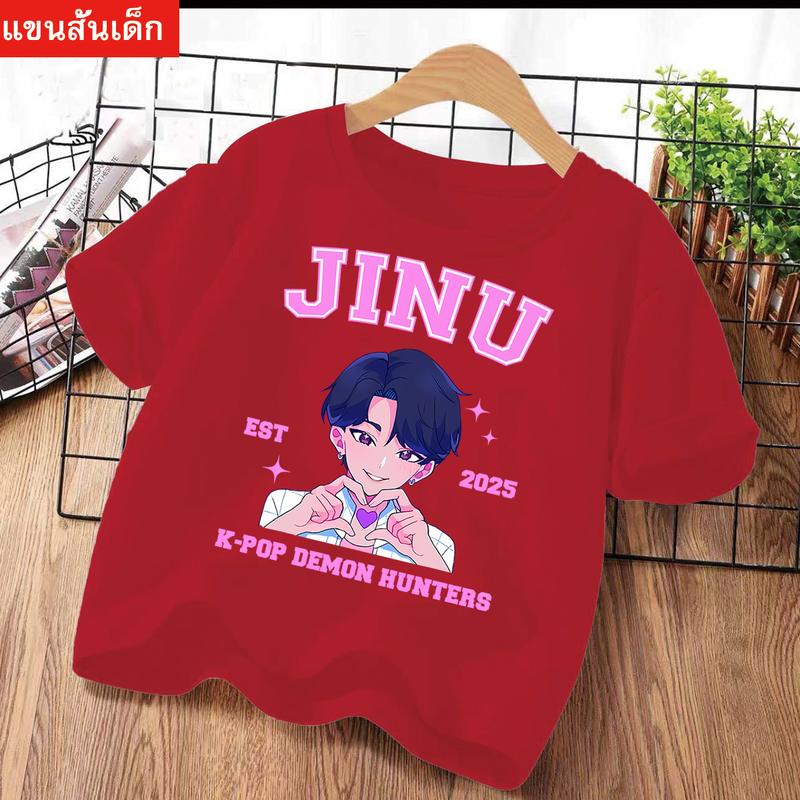 2025 Sommer Kpop Dämonenjäger T-Shirt Kinder Cartoon Anime Meme Druck Kleidung Rundhals Basic Jungen Oberteile Lässige Hemden Geschenk