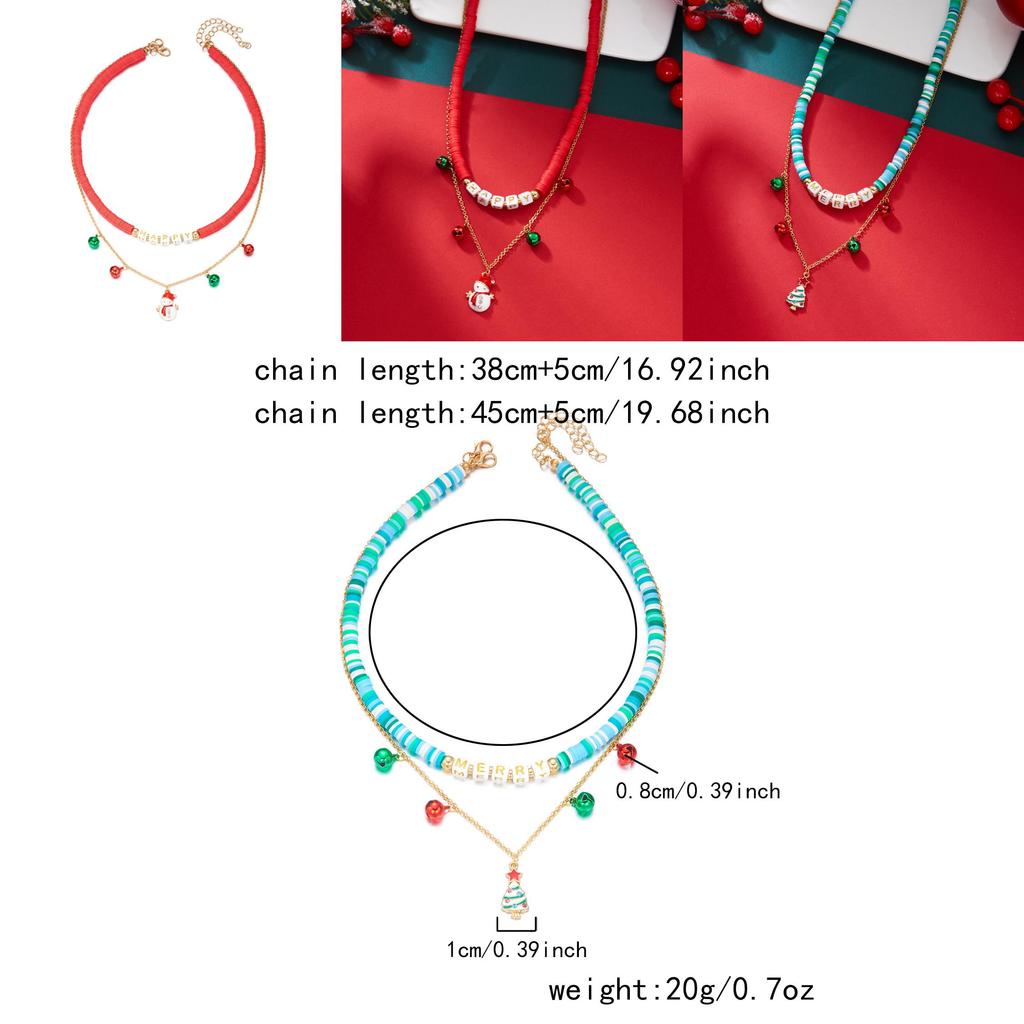 Seasonal Santa Claus Necklace With Snowflake And Bell Charms For Christmas Celebrations