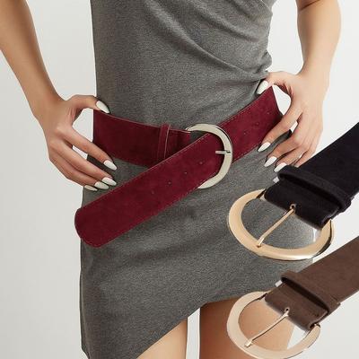 Maillard Styles Pin Buckle Waistband Trendy Trouser Dress Belts Suede Leather Wide Belt  Gifts