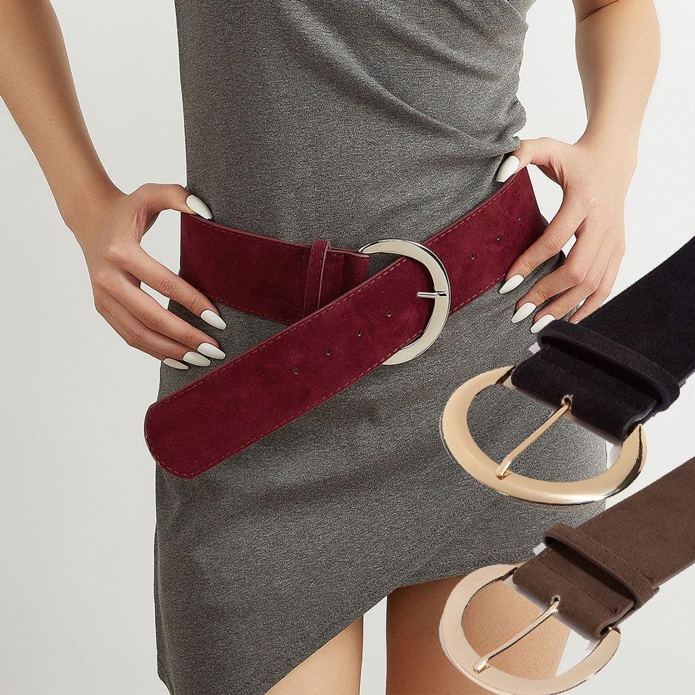 Maillard Styles Dornschließe Taillenband Trendige Hosenkleidergürtel Wildleder Breitgürtel Geschenke