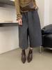 New autumn and winter medium tube square head flat bottom button fashionable versatile fashion rear zipper Martin boots women