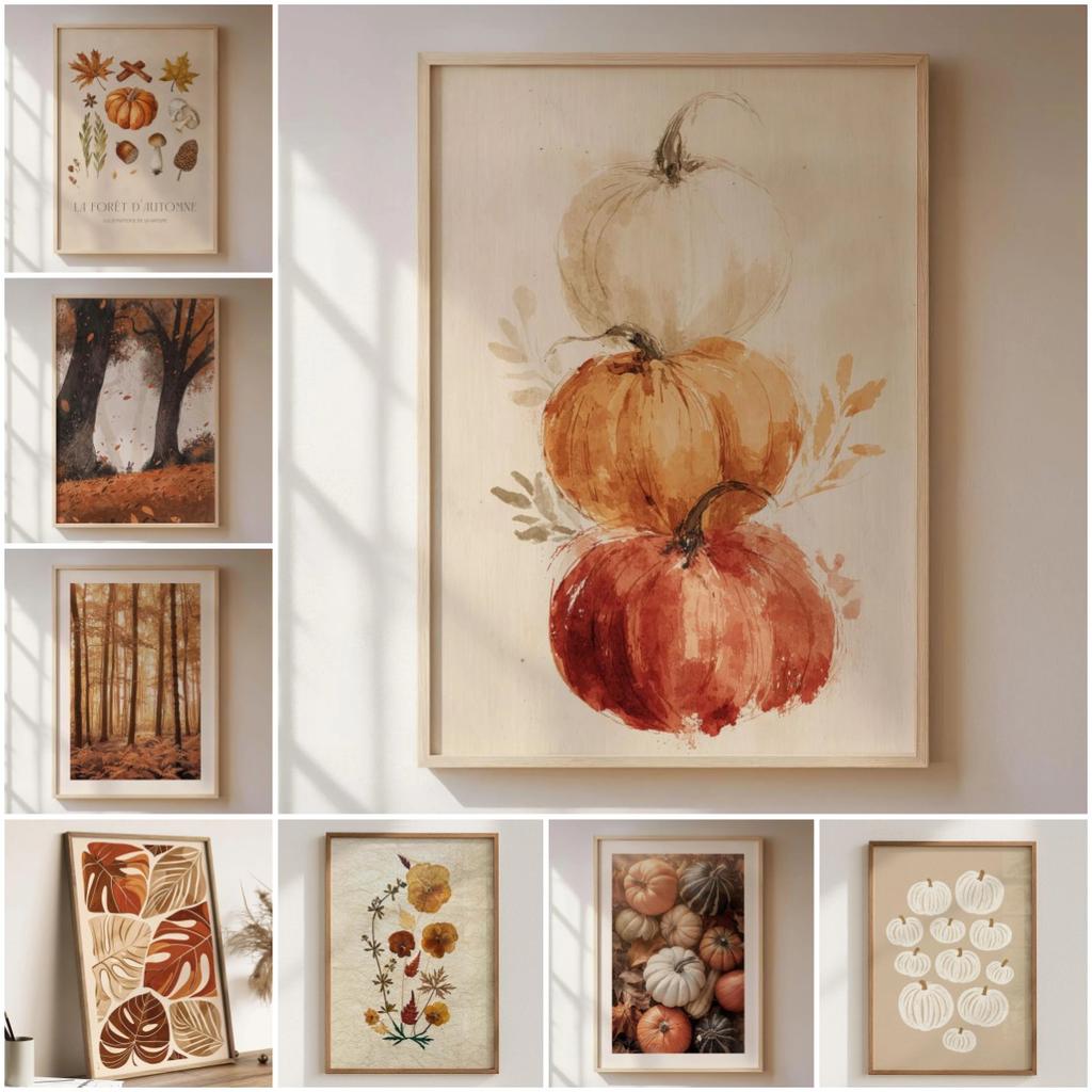 Autumnal Pumpkin Poster Nature Decor, Country House & Boho Wall Art in Warm Earth TonesHome Decor Poster Autumn Halloween Poster
