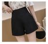 2024 Women's High-Waist A-Line Black Suit Shorts - Spring to Autumn Wear, Loose, Slimming, Wide-Leg