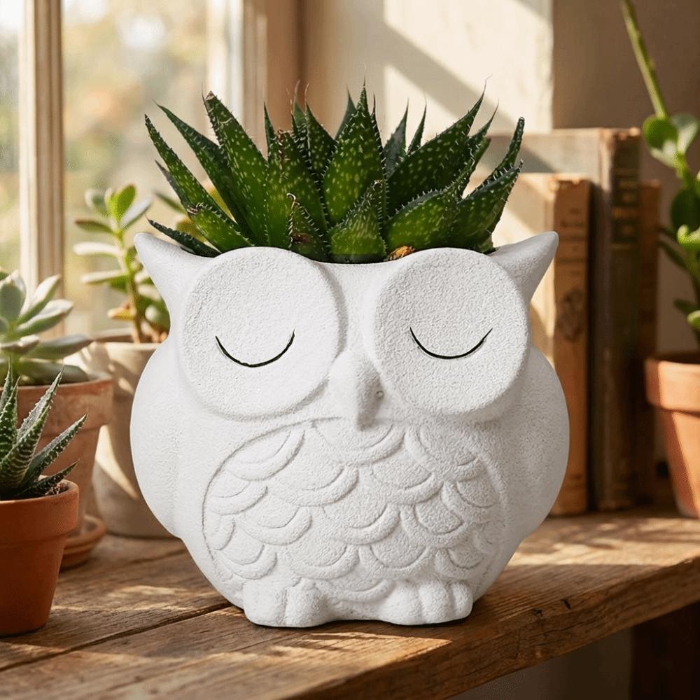 Ceramics Succulent Pot Cute Green Onion Pots Home Decor Owl Planter Patio