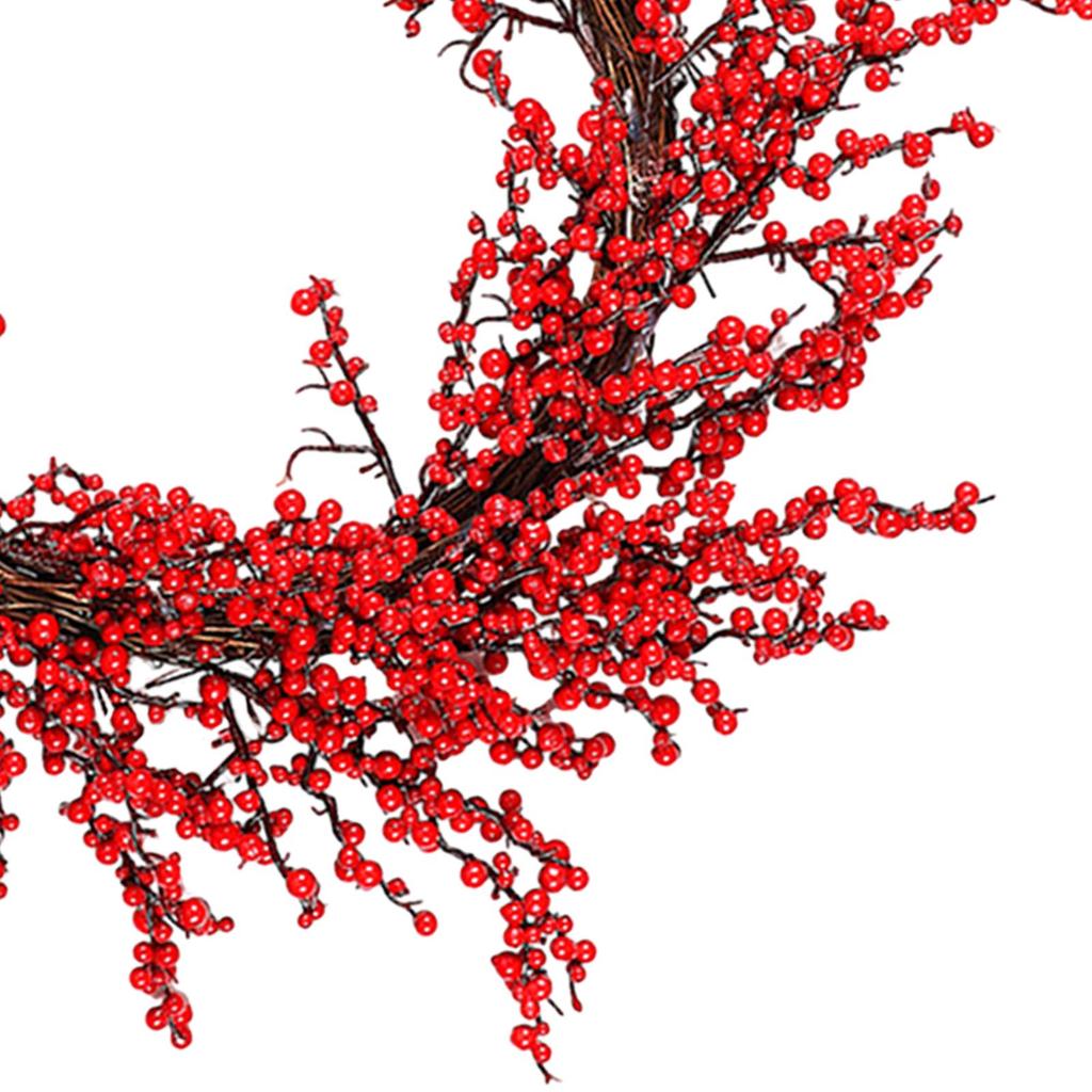 Christmas Wreath Realistic Decorative Decorated with Red Berries Artificial Wreath for Window House Festival Holiday Party