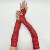 1pair Reflective Sequins Gloves Glitter Long Gloves Comfortable Breathable Glove for Costume Parties