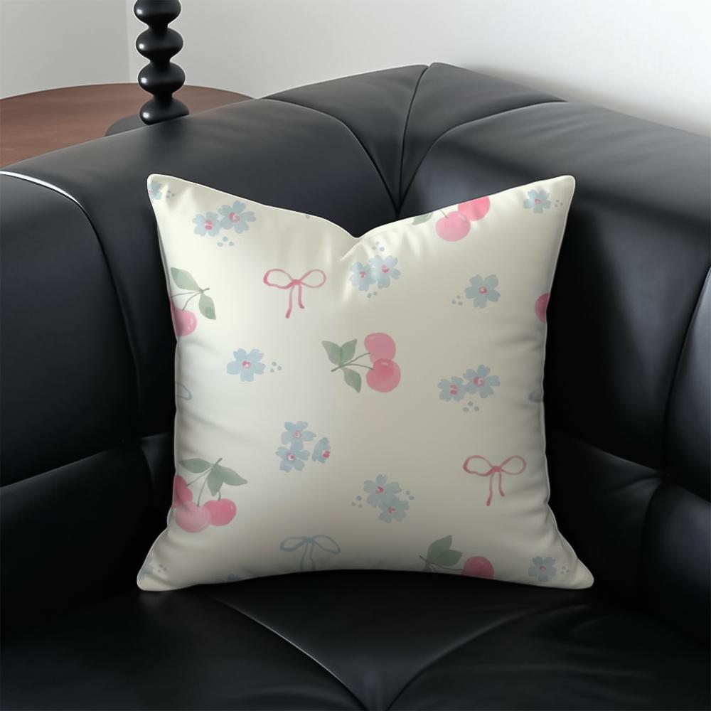 Cherrypatterned floral print Cushion Cover Pillow Case Antidustmite Invisible zipper silky plush cushion