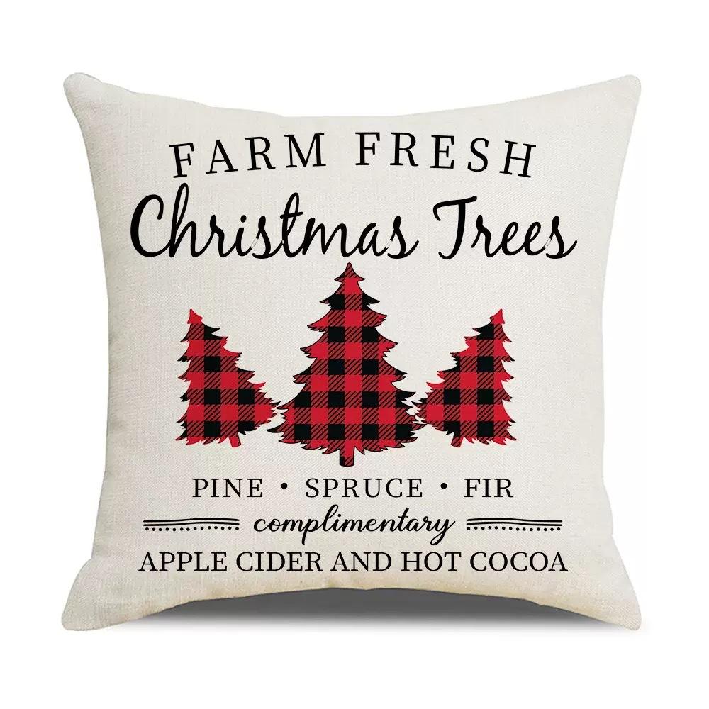 Christmas Pillowcase Christmas Red Plaid Home Holiday Decoration Pillow Cushion Cover