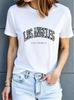 Fashion Womens Casual Short Sleeved Crew Neck Tshirt Los Angeles California Letter Print Top Tee Graphic Shirt Women