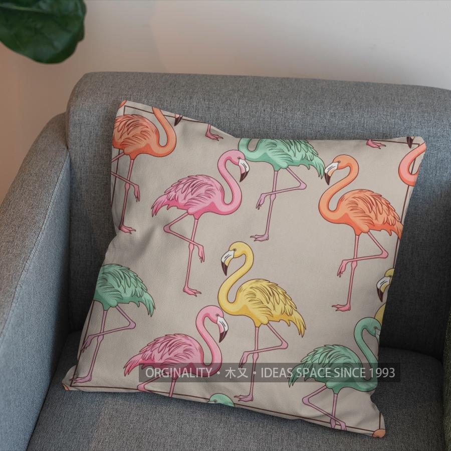 

2D Flamingo & Peacock Pattern Decorative Pillow Covers Pattern Cushion Cover Suitable for Sofa Bedroom Car Pillow Cover 40x40cm