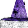 Wicked Witch Hats for Women Halloween Hat with Lace Veil Spiders Web Decors