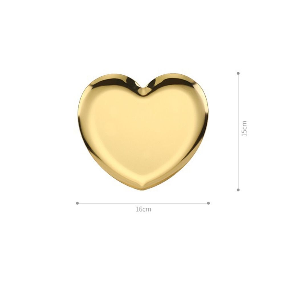 Premium Stainless Steel Heart-shaped Tray Cute Design Cute Ring Metal Tray Multi-Functional Creative Spoon Rest Household