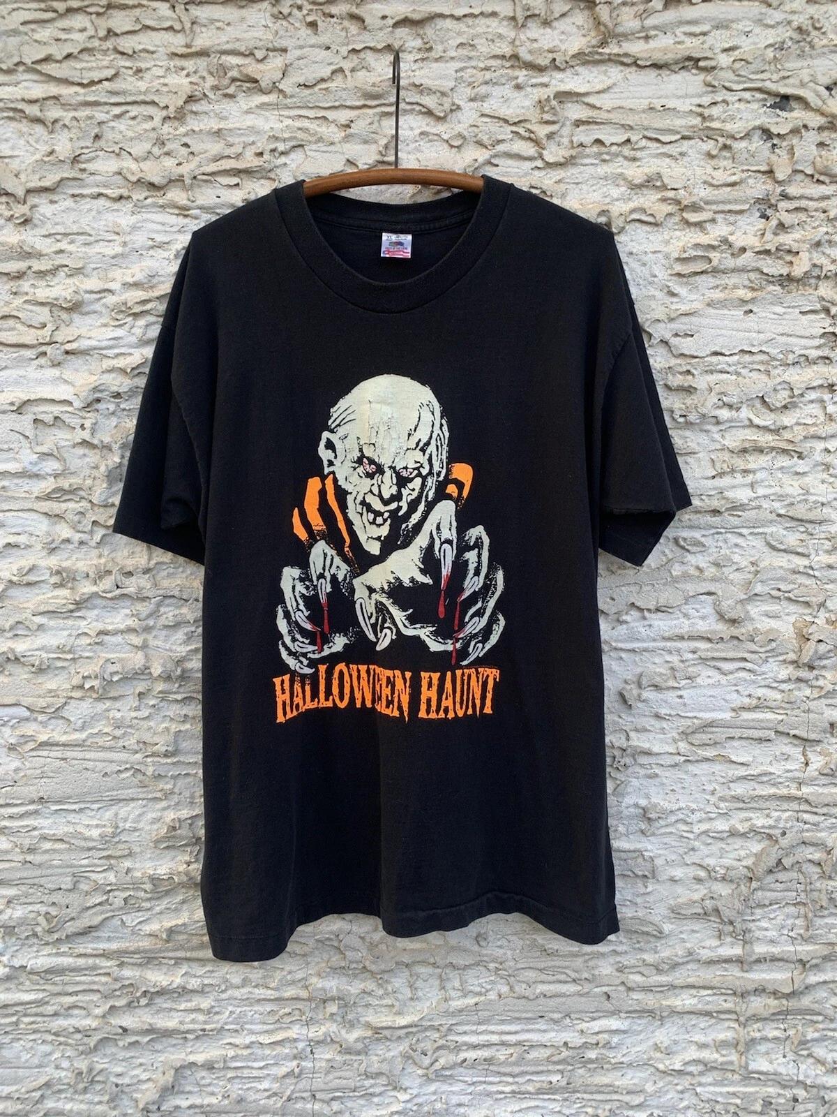 Vintage Halloween Haunt T Shirt Men’s XL Glow In The Dark Horror Promo 90s 2XL