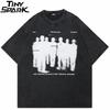 Hip Hop Streetwear  Men TShirt Oversized Absurd Shadow Graphic T Shirt Retro Washed Black Tshirt Cotton Unisex Tops Tees