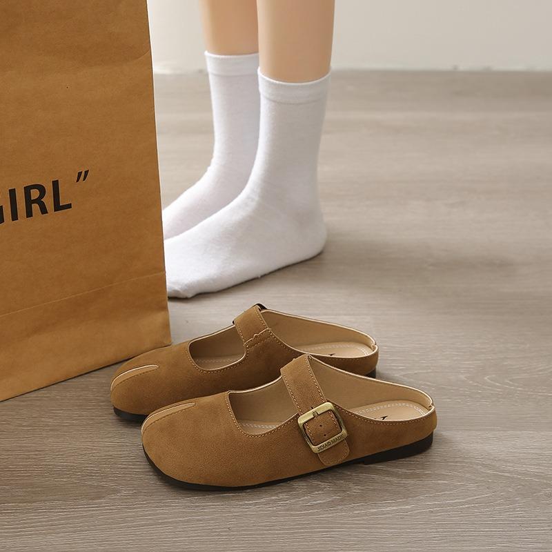 Flat-bottomed Bag Head Half Slippers Women's Fashion Spring New Retro Round Head