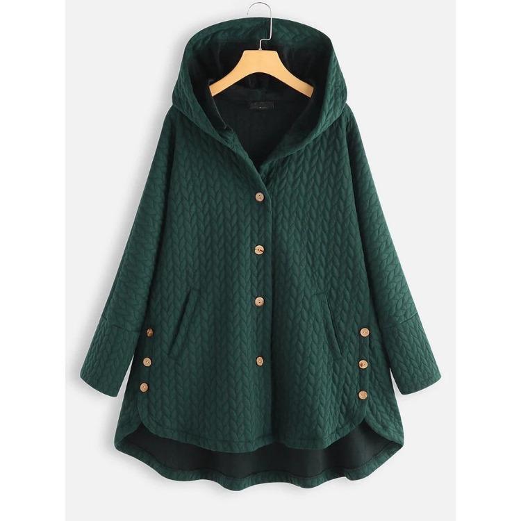Women's Casual Loose Hooded Jacket for Spring and Autumn Regular Fit Long Style