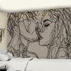 Kreative Linie Malerei Wandteppich Hängen Bohemian Hippie Männer Und Frauen Kuss Psychedelic Abstrakte Teppich Retro Dekor