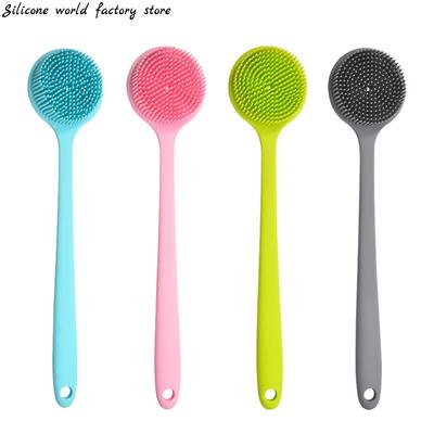Silicone World Bath Brush Back Body Bath Shower Scrubber Brushes Long Handle Exfoliating Skin Massage Brush Silicone Scrubber