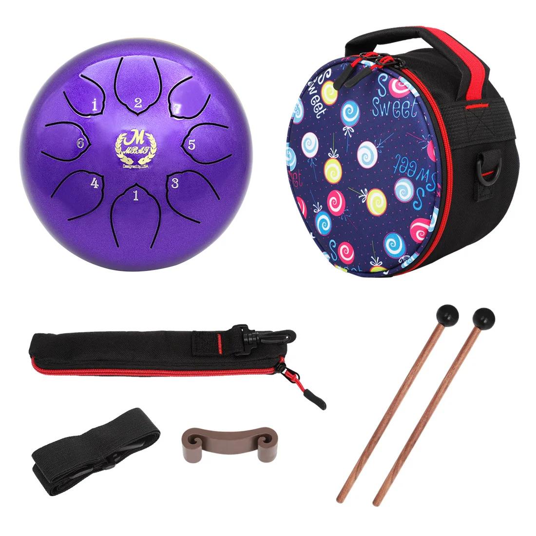 6 Inch Steel Tongue Drum 8 Notes C Flat Handpan Drum with Drum Mallet Finger Picks Percussion for Meditation Yoga