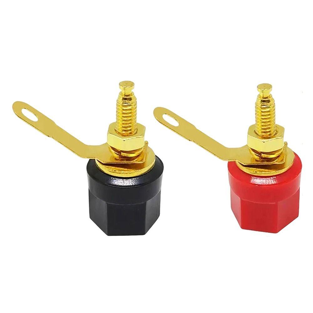 1Set Gold Plated Banana Plug Socket 4mm Audio Connector Speaker Adapter Terminal Amplifier Video