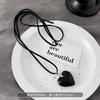 Y2k Fashion Leather Rope Black Red Heart Pendant Necklace For Women Men Antique Silver Color Jewelry Accessories Daily Wear