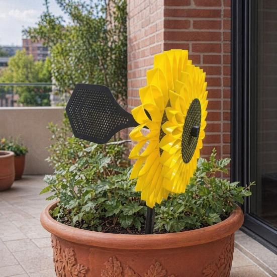 Sunflower Wind Spinner, Garden Stake Wind Catcher, Wind Driven Sunflower Spinner, Outdoor Decoration for Lawn Yard Patio