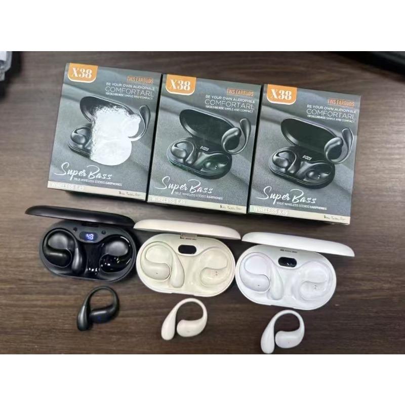 

X38 bone conduction bluetooth headset OWS ear-hanging headset long battery life movement does not drop high definition digital display