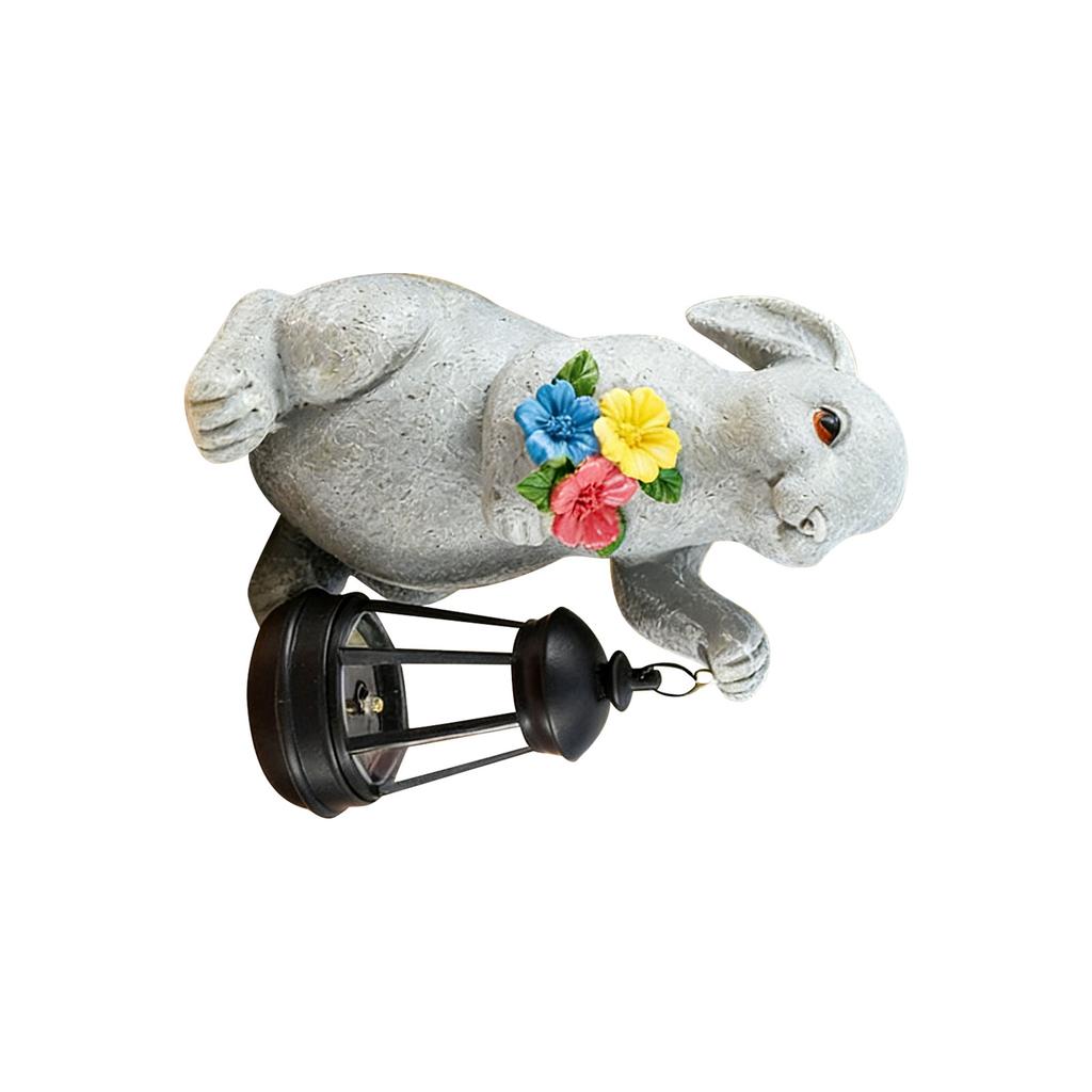 Pleasant Sun Powered Rabbit Figure Moisture Proof Resin Accent For Outdoor Passage Seasonal Home Enhancement