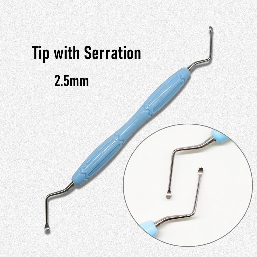 

Инструмент для дентальной имплантации Ложка-экскаватор для реставрации Ложка-экскаватор для дентальной имплантации Силиконовая ручка с двумя концами и пилообразным зубом 1 piece 2.5mm