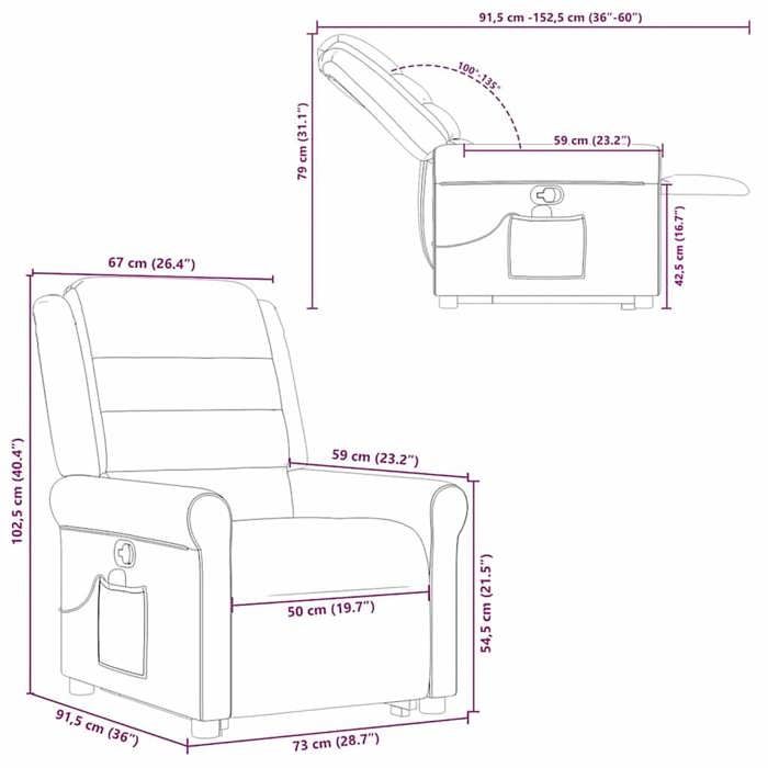 VidaXL Fauteuil inclinable de massage Taupe Tissu 3303331
