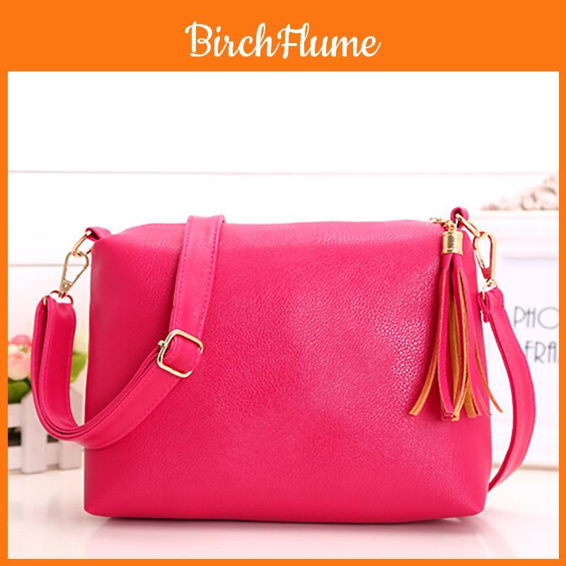 Colorful Pu Leather Women's Cross Body Bag With Tassels Small Size For Everyday Use