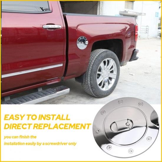 Fuel Tank Cap Gas Door Cover For Trim / Chevy Silverado Sierra GMC 07-14 Chrome