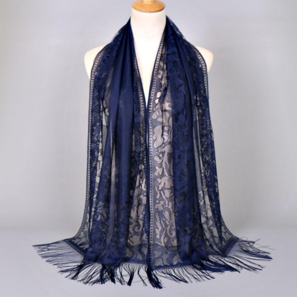 All Match Floral Tassel Scarf Hollow Solid Breathable And Comfortable