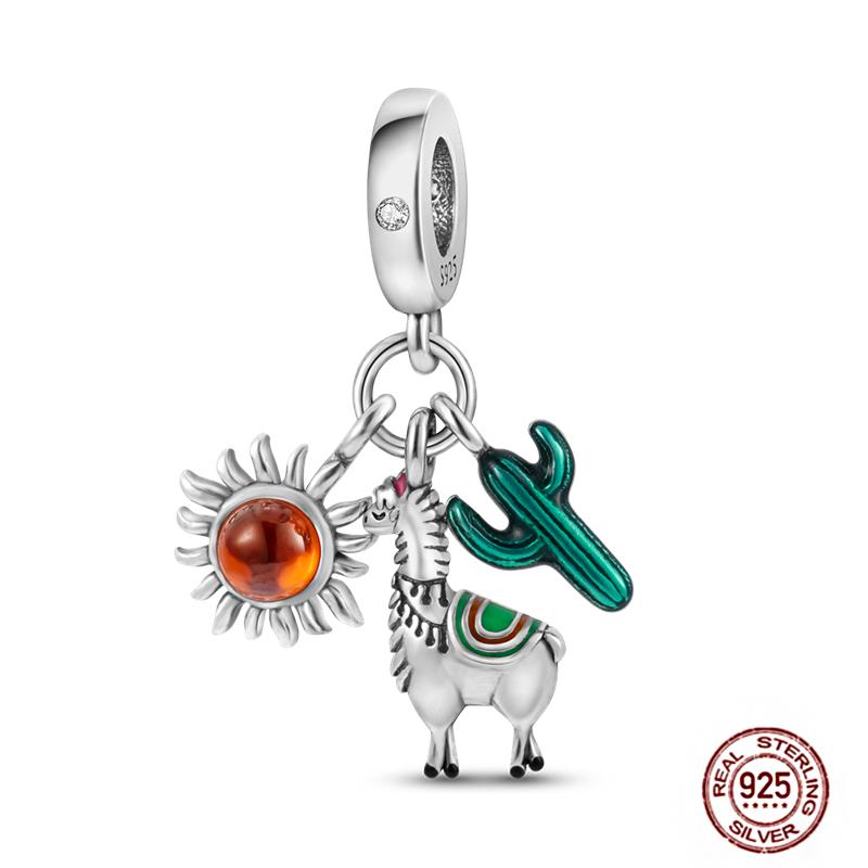 92 Styles Original Copper Green Series Cactus Avocado Clover Charms Bracelet Pendant Diy Clip Beads Women'S Jewelry