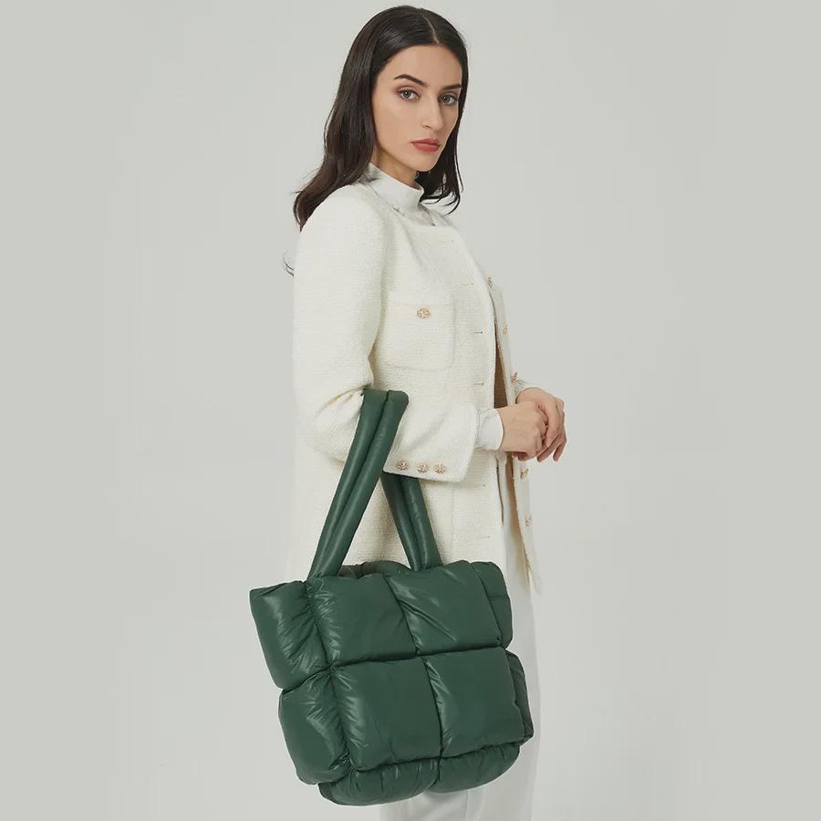 "2025 New Soft Checkered Cotton Handbag: Fashionable, Simple Tote for Women"