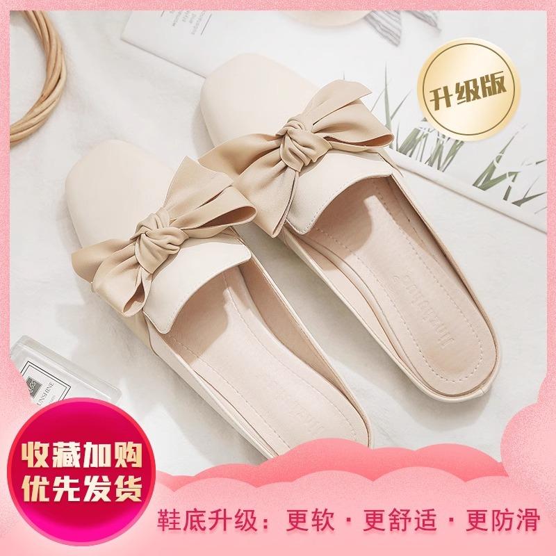 Lazy shoes bag head half slippers women wear 2025 spring and summer new Internet celebrity half tray single shoes Muller shoes flat sandals