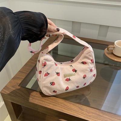 Underarm Bag Women's 2025 New Trendy Autumn Cute Strawberry Square Bag Literary Shoulder Bag Casual Messenger Bag
