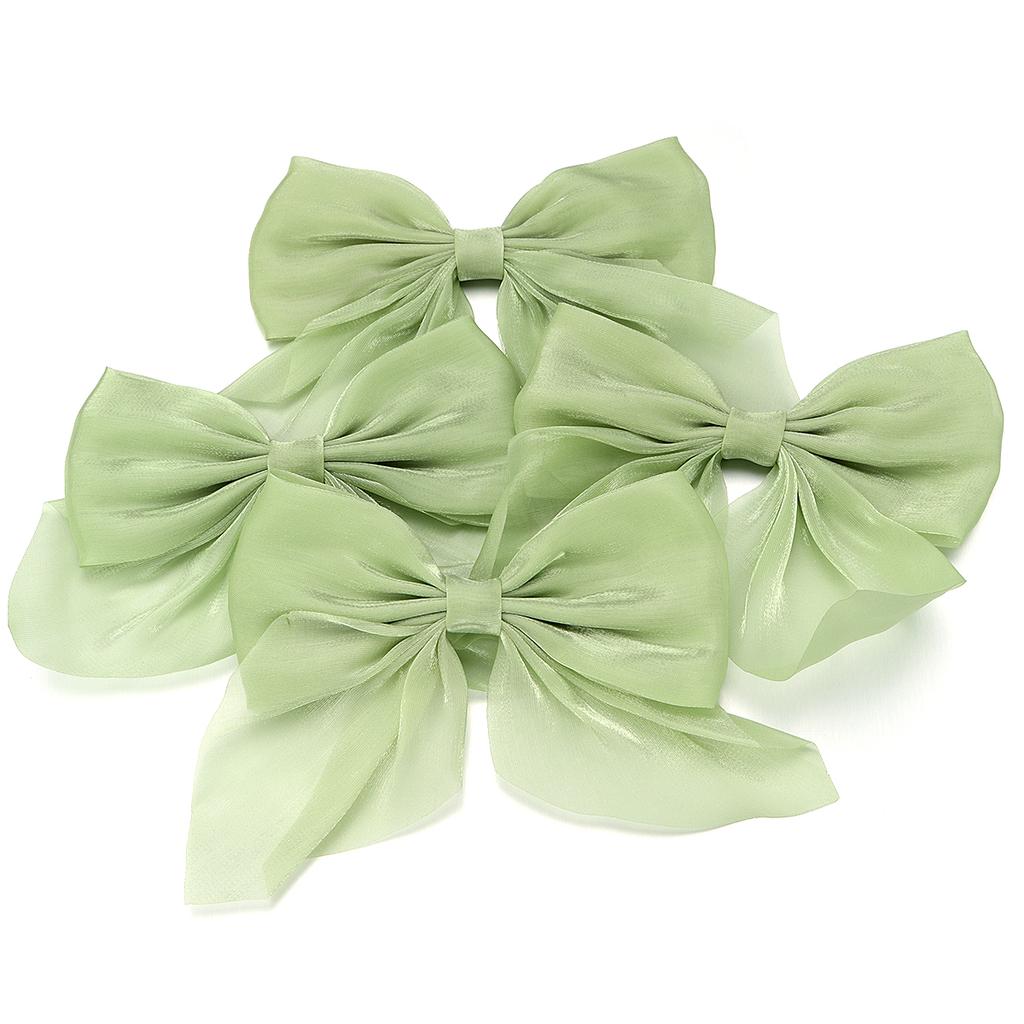 4Pcs Solid Color Chiffon Bow 12x11cm Cute Handmade Ribbon Bowknot for DIY Hairpins Hair Accessories Crafts Clothing Decoration
