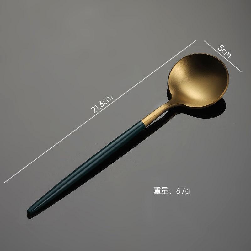 304 Stainless Steel Portuguese Knife and Fork Spoon Titanium-plated Gold Thick Western Tableware Paint Handle Wedding Gift