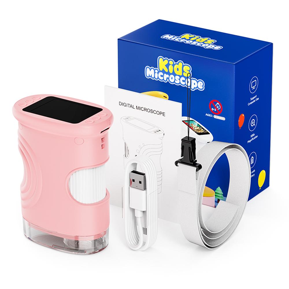 1000X Handheld Microscope for Kids 2.0" Screen Rechargeable Mini Pocket Digital Microscopes Portable Edu Gift Children Students