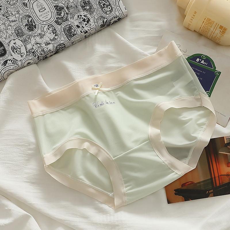 Damen Sommer Ultra Dünn Eis Seide Kühlendes Gefühl Spurlos Reine Baumwolle Schritt Atmungsaktiver Bund Dreieck Slip