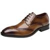 Brogue Oxford Shoes Mens Genuine Leather Business Formal Derby Pointed Toe Lace Up Dress Shoes
