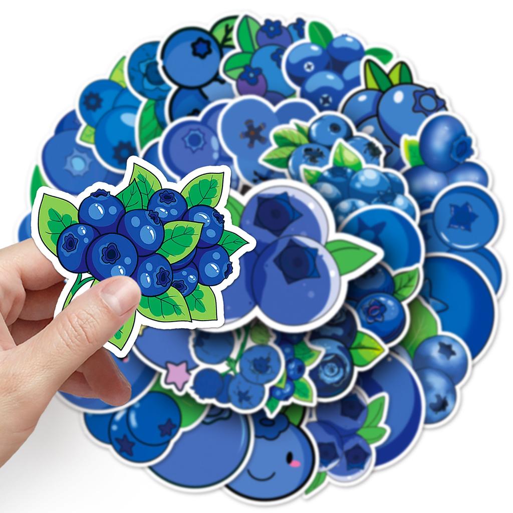 50 Blueberry Doodle Personality Cartoon Fruit Children's Gauze Hand Account Decoration Mobile Phone Case Suitcase Sticker Waterproof