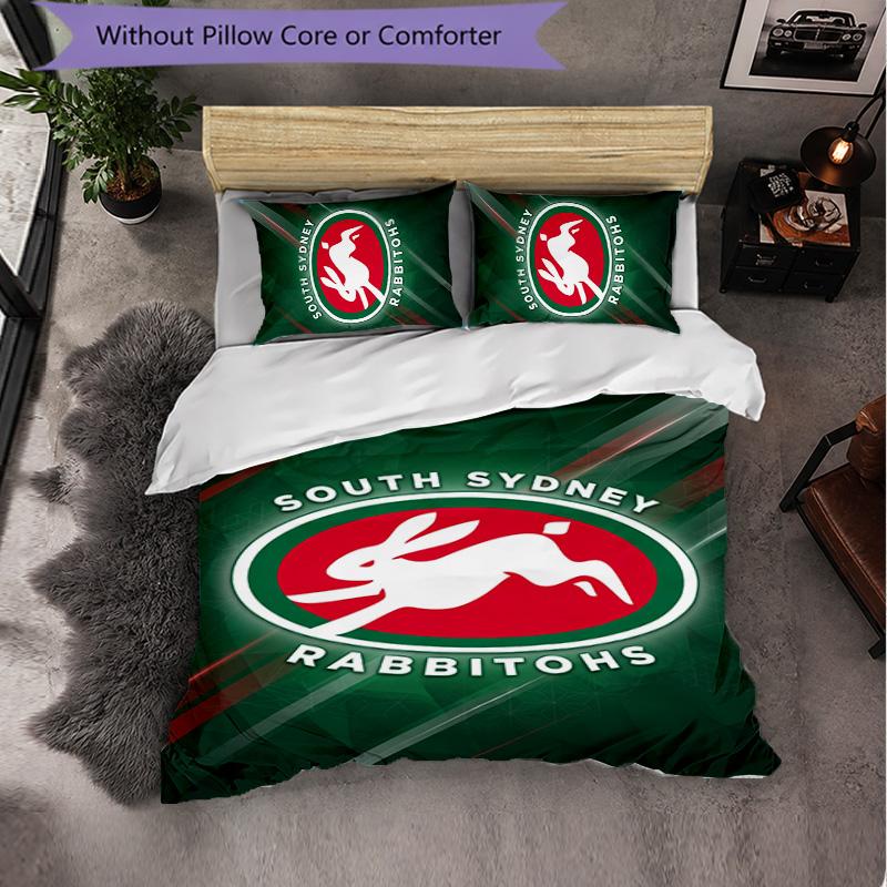 South Sydney Rabbitohs Muster Mikrofaser 3-teiliges Bettwäsche-Set Dekor Bettbezug-Set Für Schlafzimmer Heimgebrauch