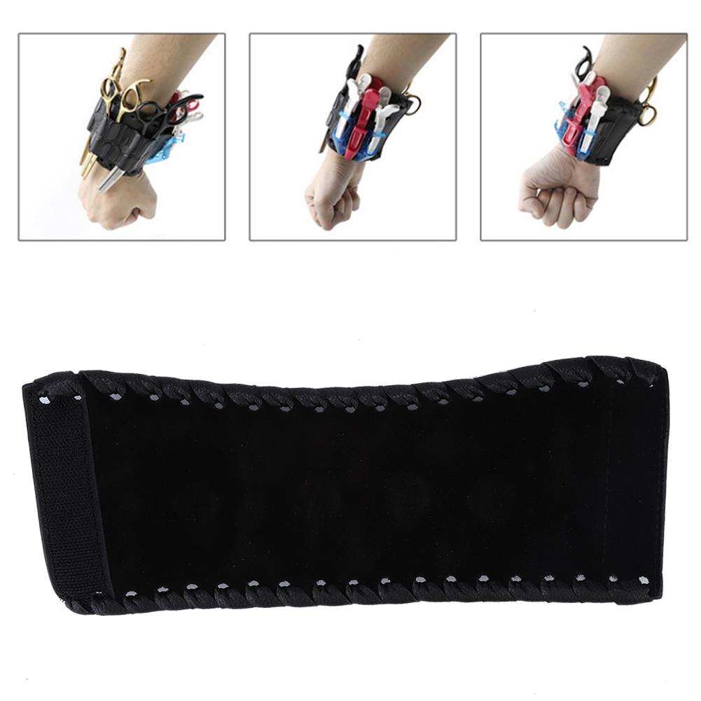 PU Leder Scheren Tasche Armband Scheren Etui Aufbewahrungstasche Friseur Haarschneideschere EtuiSchwarz