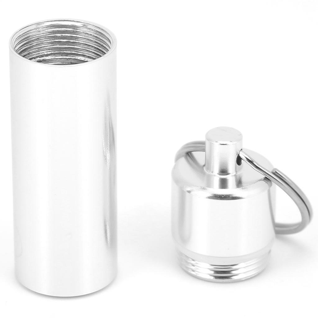 Aluminum Alloy Pill Box Waterproof Keychain Pill Holder Organizer for Outdoor Travels
