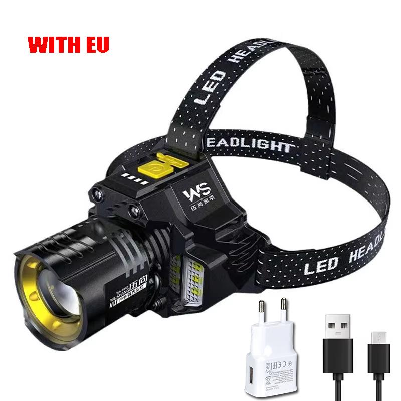 1PC Powerful LED Headlamp Motion Sensor Headlight 18650 Rechargeable COB Head Flashlights High Power Head Lamp Fishing Headlight