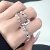 Star Set Diamond Zir*****Pen Ring Texture Irregular Lava Fashion Personality Retro Niche Design High Sense